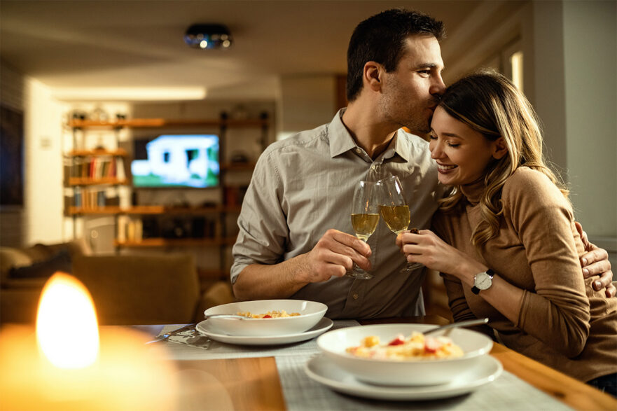 loving couple at home date night